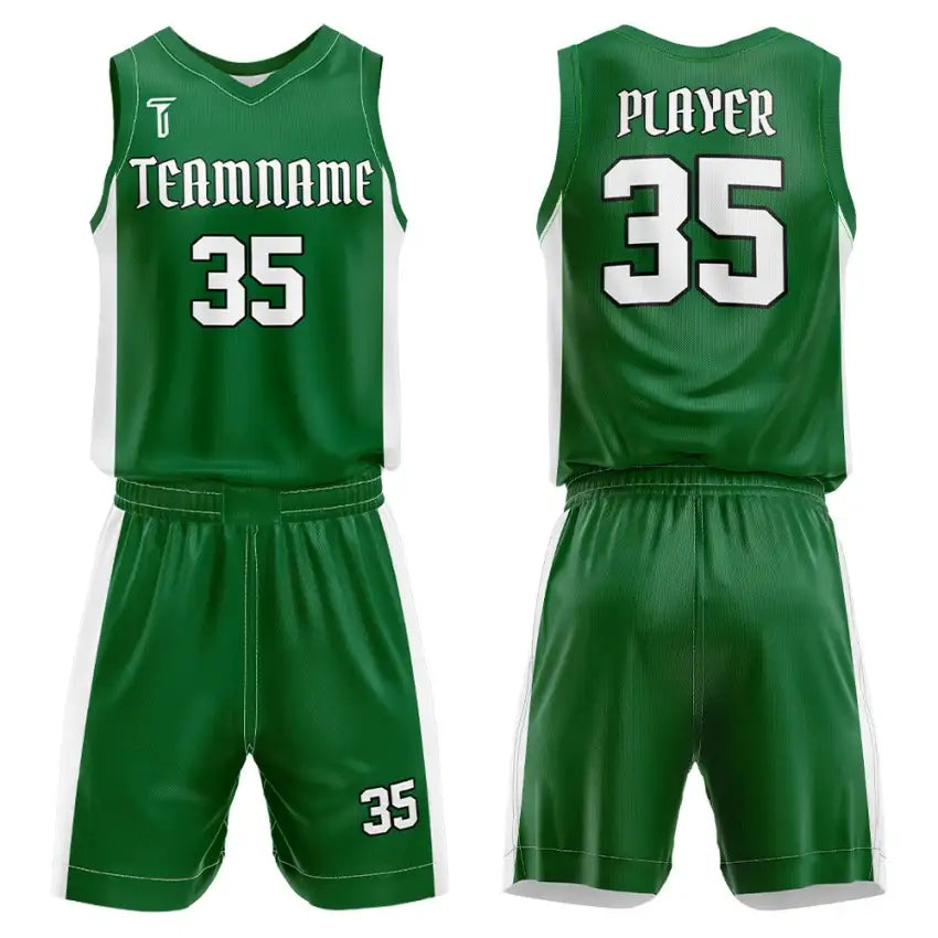 Custom Green-White Basketball Jersey Uniform Set