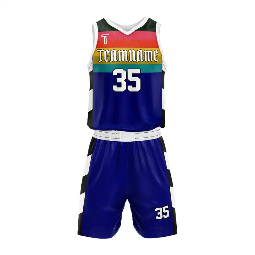 Custom Rainbow Blue Basketball Jersey Uniform Set