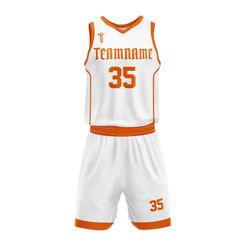 Custom White-Orange Basketball Jersey Uniform Set