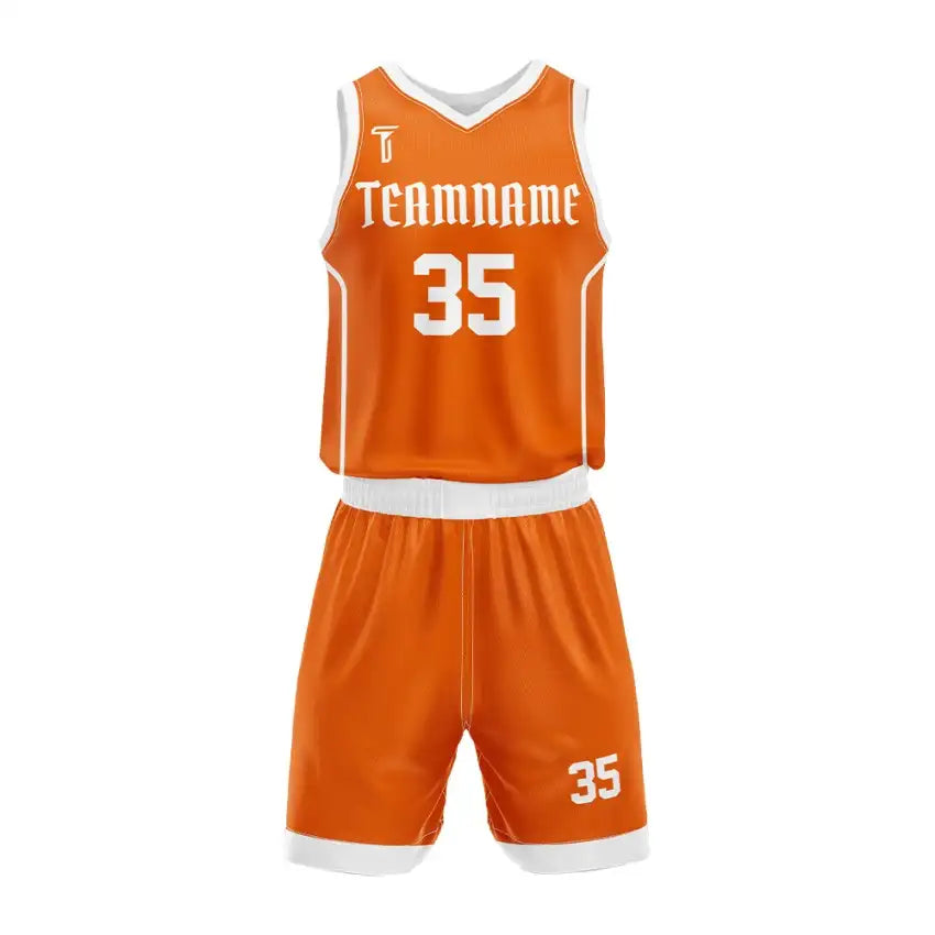 Custom Orange-White Basketball Jersey Uniform Set
