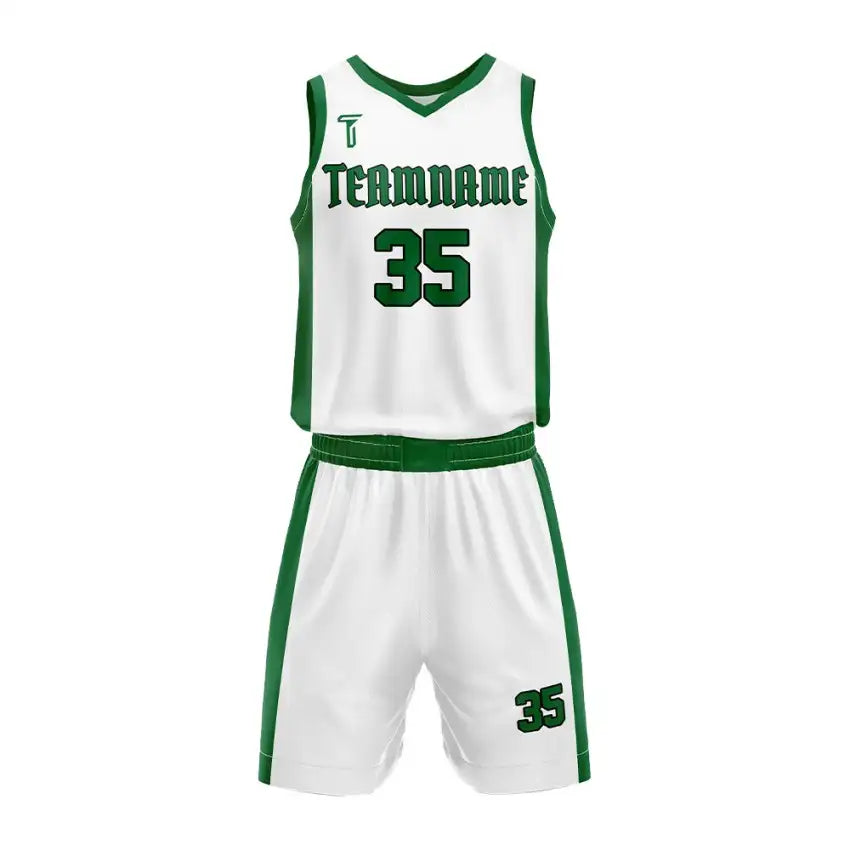 Custom White-Green Basketball Jersey Uniform Set