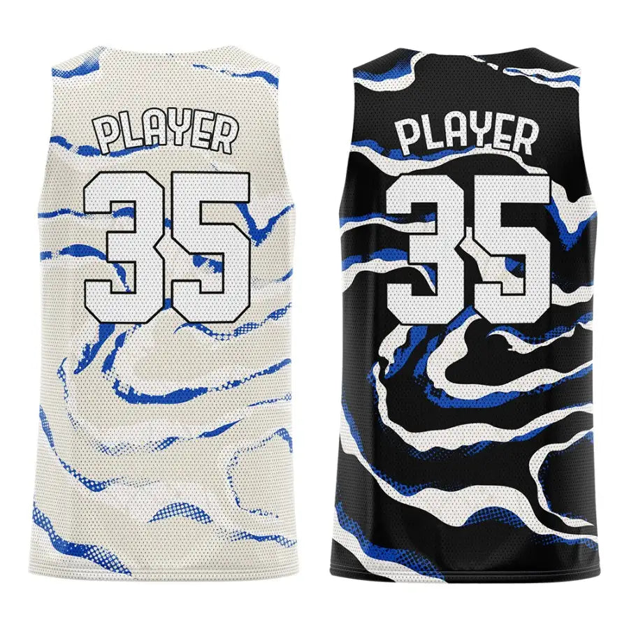 Ocean Waves Custom Reversible Basketball Jersey