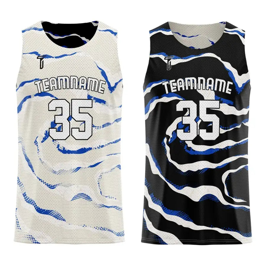 Ocean Waves Custom Reversible Basketball Jersey