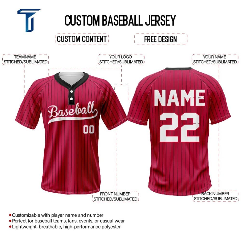 Retro Pinstripe Custom Two-Button Baseball Jersey
