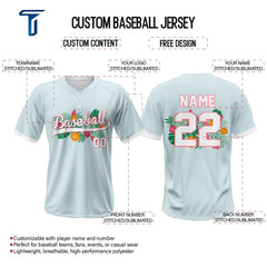 Floral Custom Two-Button Baseball Jersey