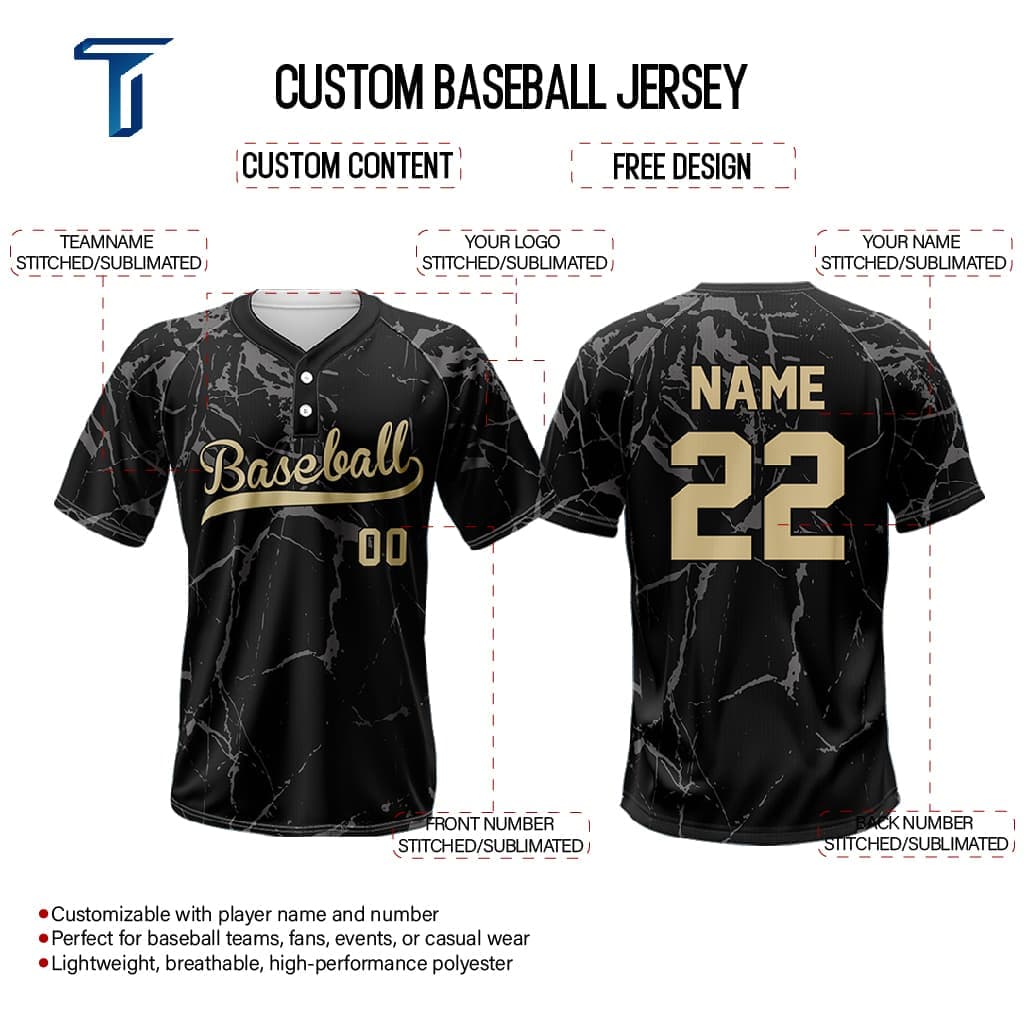 Marble Custom Two-Button Baseball Jersey
