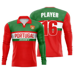Custom Portugal Long Sleeve Rugby Social Jersey
