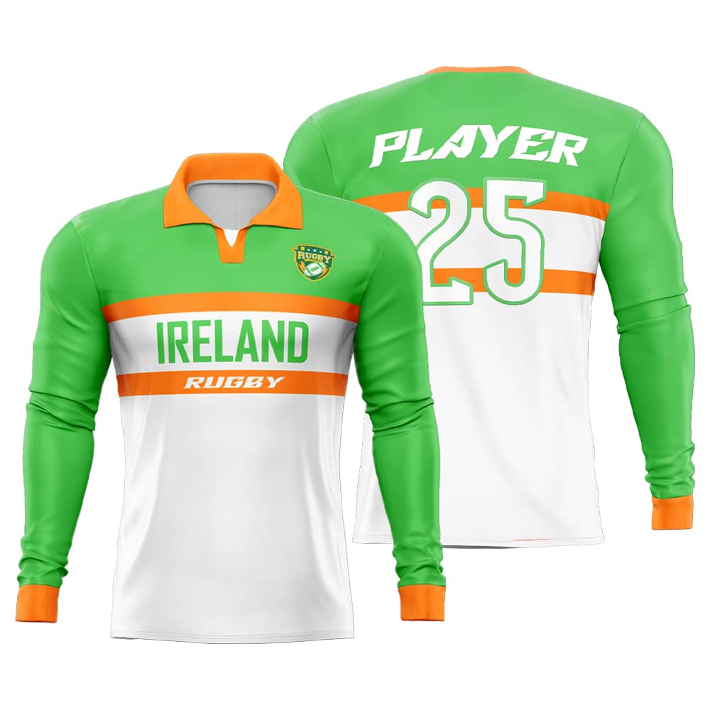 Custom Ireland Long Sleeve Rugby Social Jersey