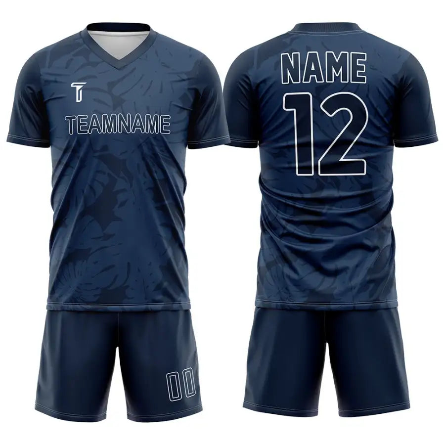 Custom Blue Leaves Team Soccer Jersey Uniform Set