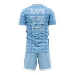 Custom Blue Checkerboard Team Soccer Jersey Uniform Set