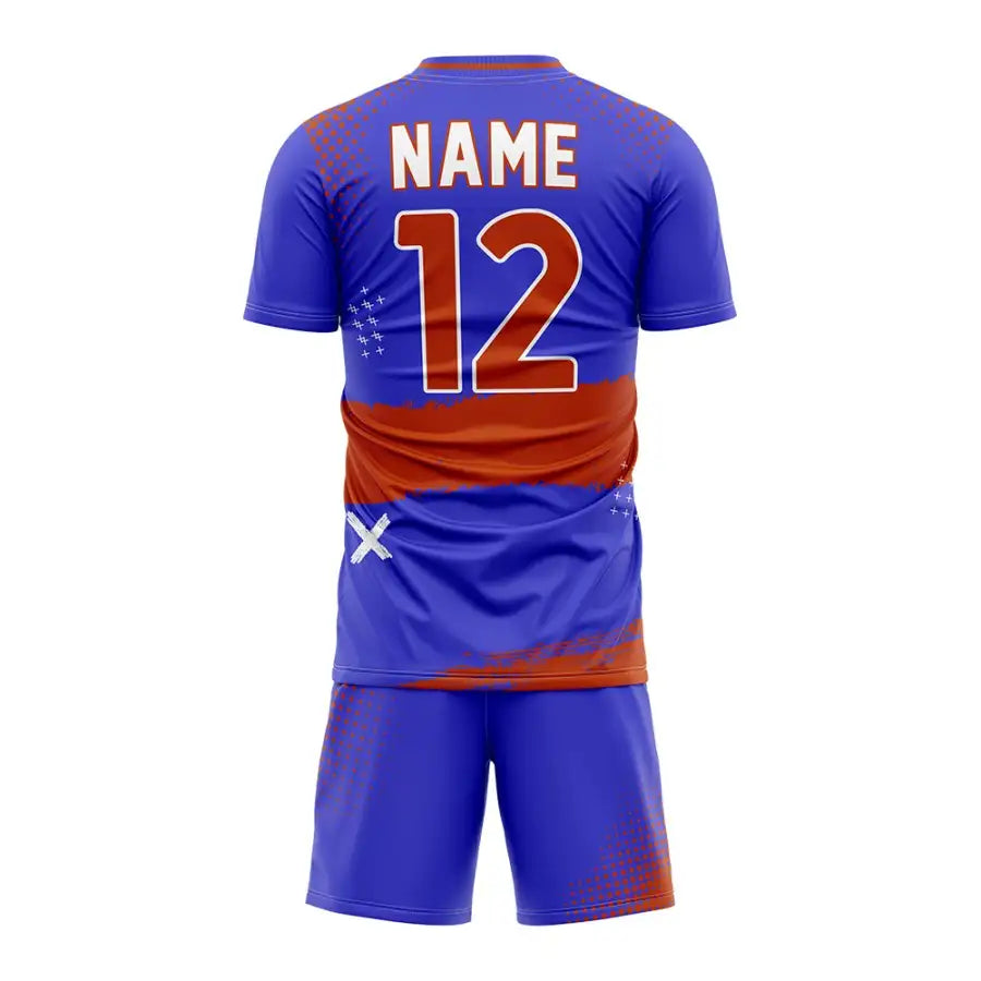 Custom Blue Red Strokes Team Soccer Jersey Uniform Set