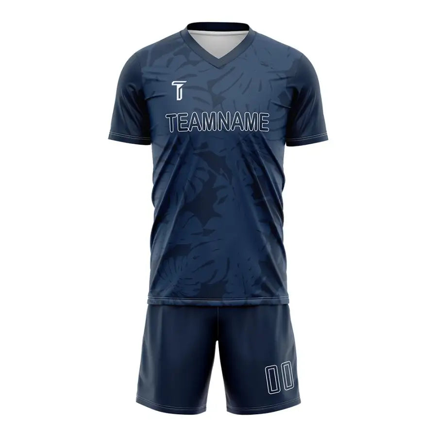 Custom Blue Leaves Team Soccer Jersey Uniform Set