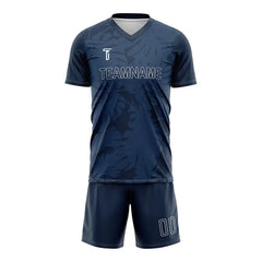 Custom Blue Leaves Team Soccer Jersey Uniform Set