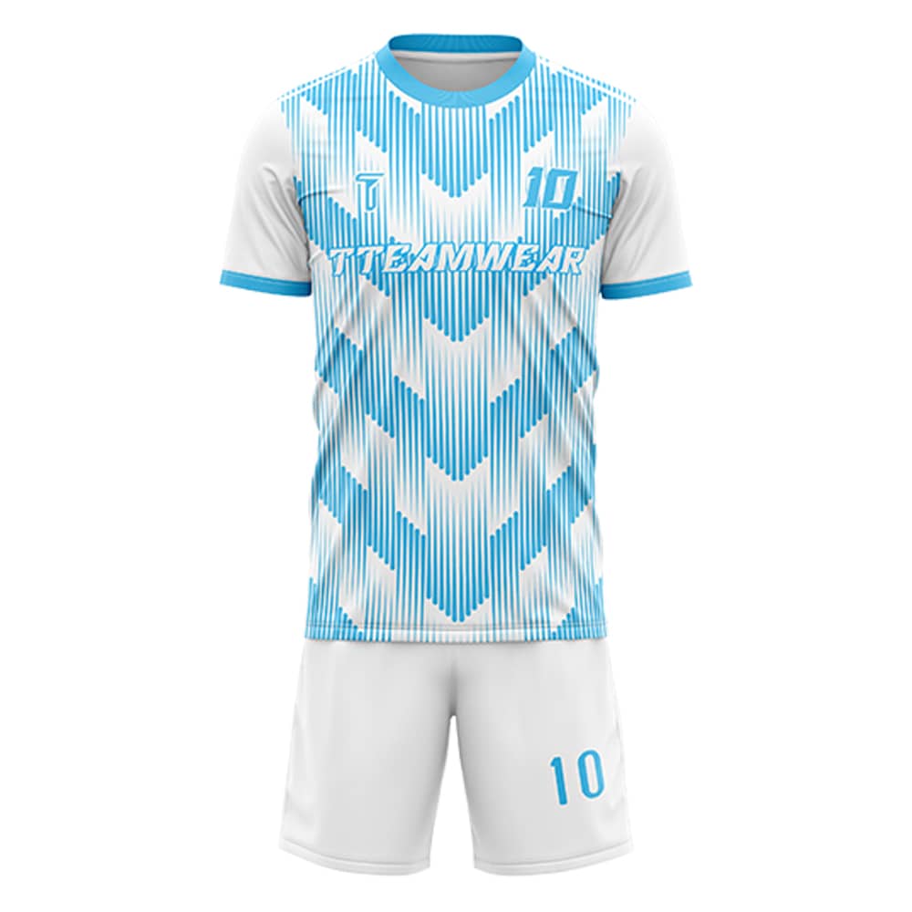 Dynamic Stripes Custom Team Adult Youth Blue Soccer Jersey