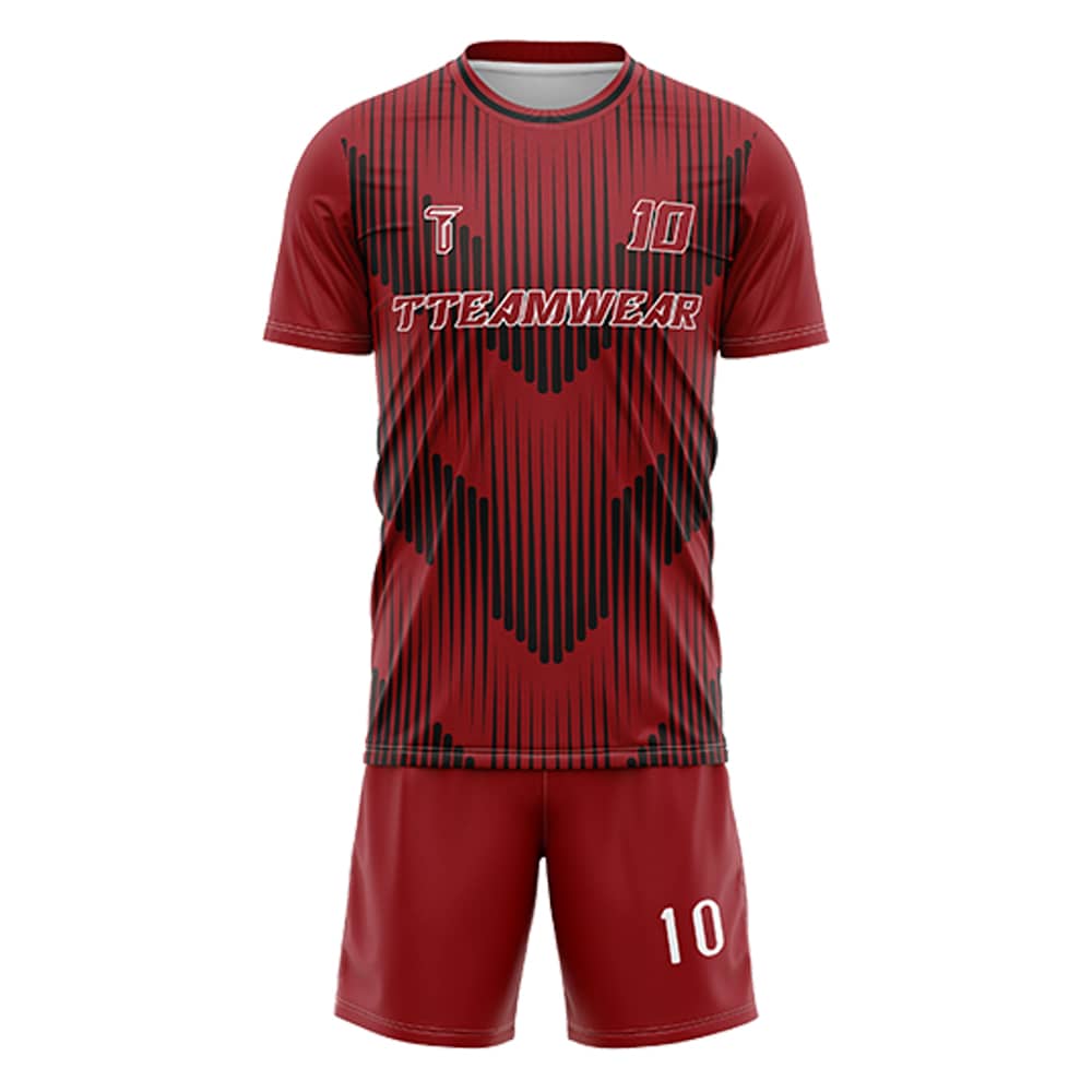 Dynamic Stripes Custom Team Adult Youth Dark Red Soccer Jersey