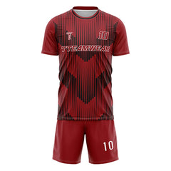 Dynamic Stripes Custom Team Adult Youth Dark Red Soccer Jersey
