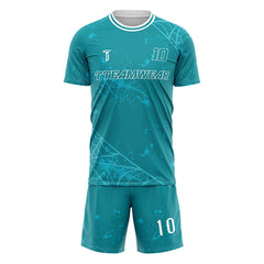 Spider Webs Custom Team Adult Youth Blue Soccer Jersey Set