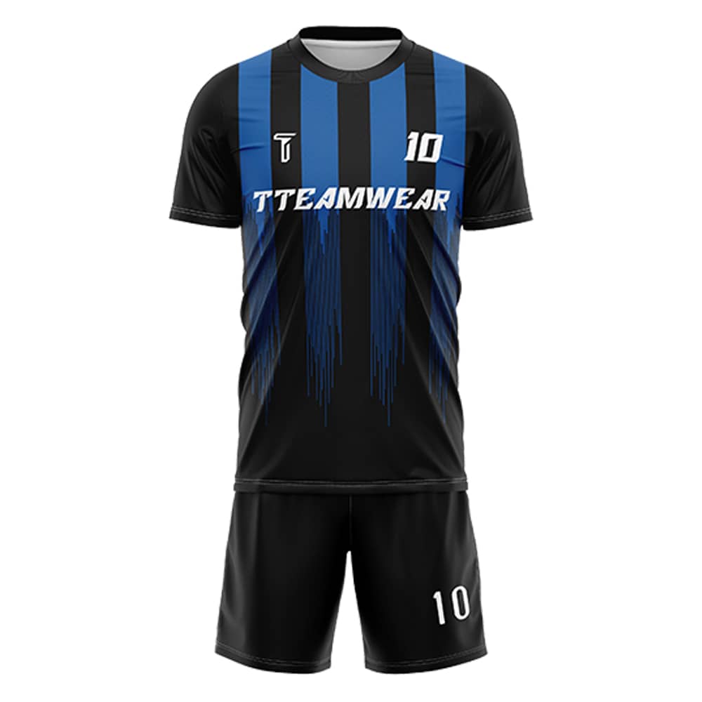 Blue Stripes Custom Team Adult Youth Soccer Jersey Set