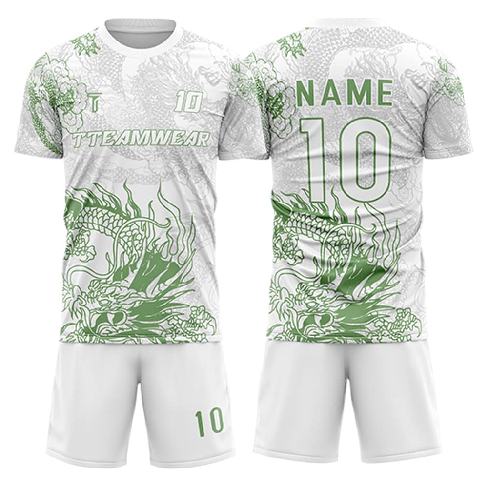 Dragon Custom Team Adult Youth White Soccer Jersey Set