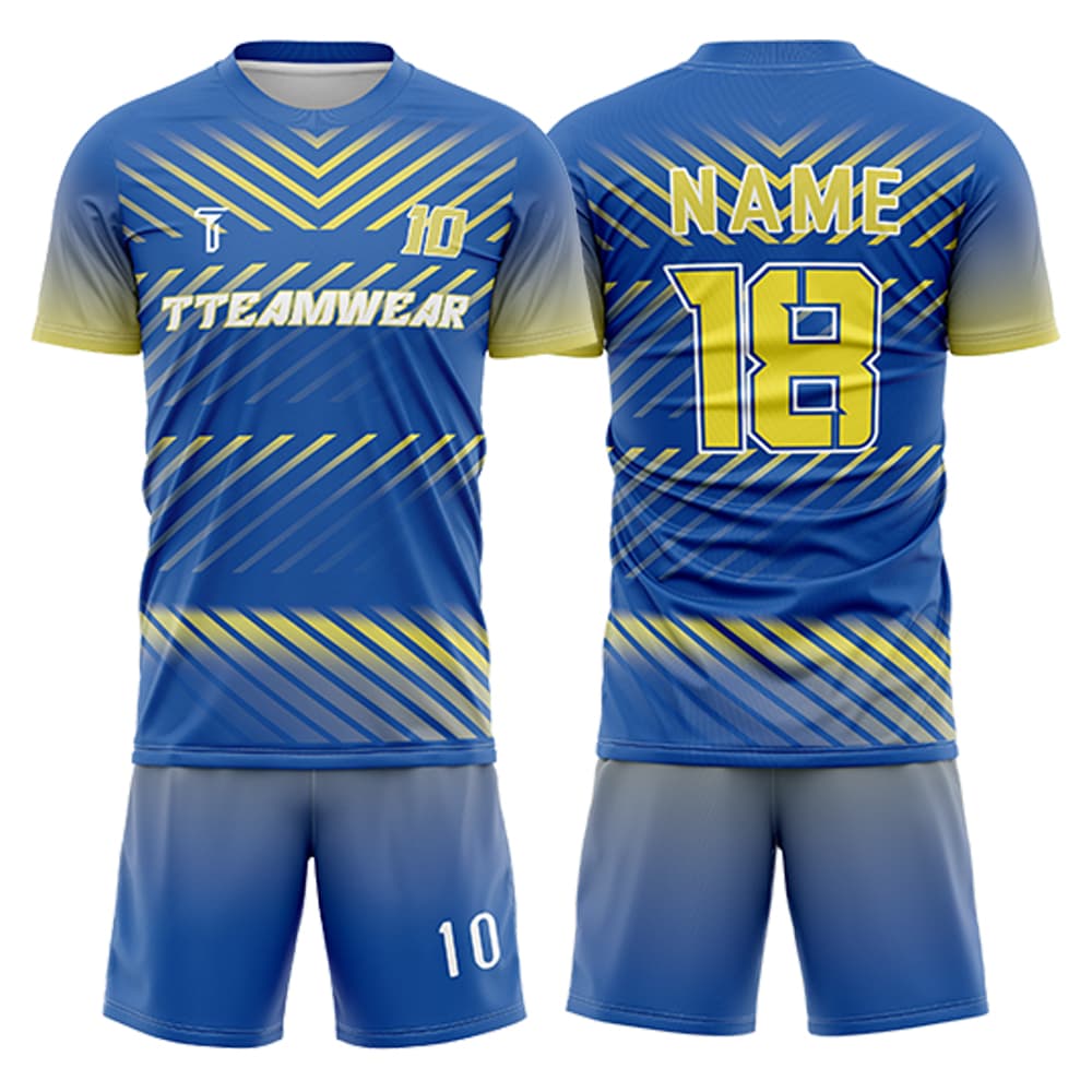 Pioneer Custom Team Adult Youth Blue Soccer Jersey Set