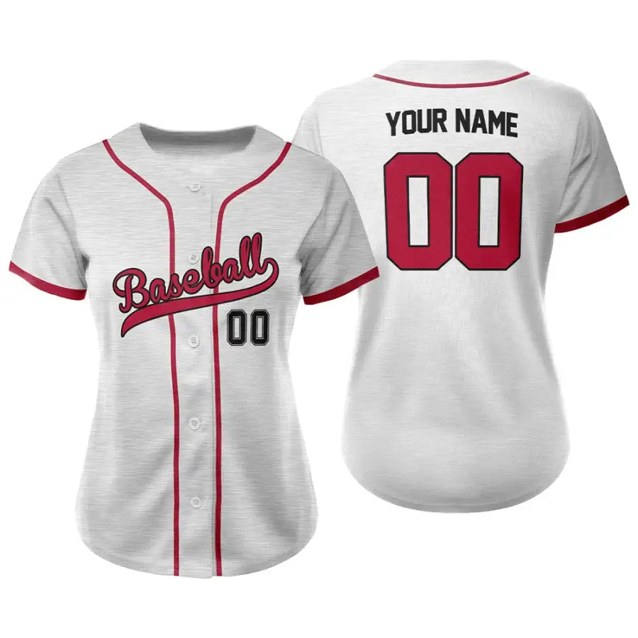 Custom Grey Heather Button Down Baseball Jersey for Women