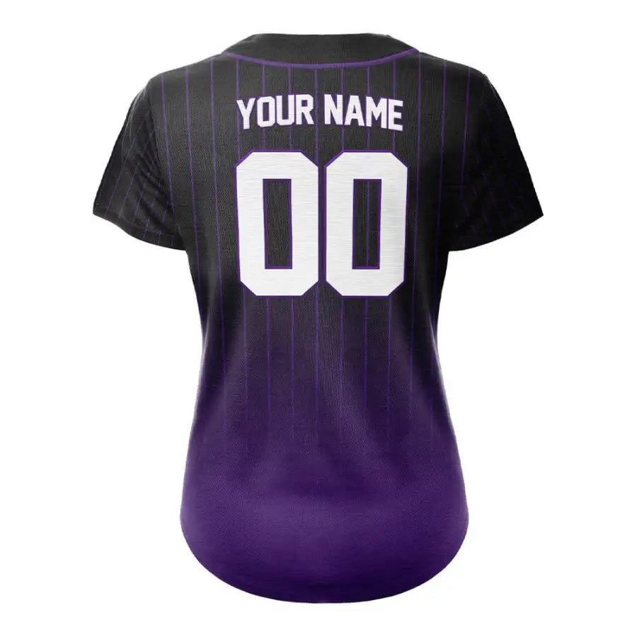 Custom Purple Gradient Pinestripe Button Down Baseball Jersey for Women