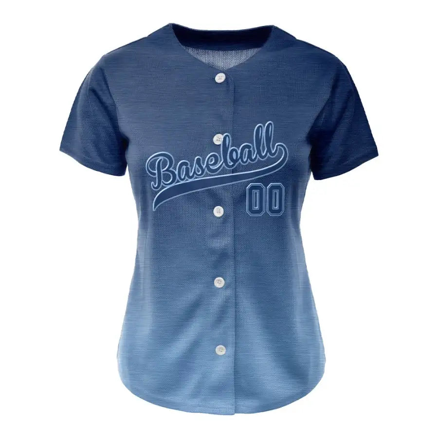 Custom Blue Gradient Button Down Baseball Jersey for Women