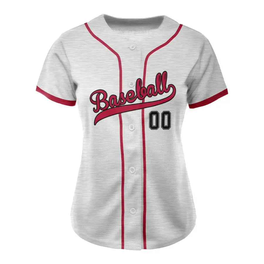Custom Grey Heather Button Down Baseball Jersey for Women