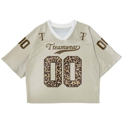 Custom Khaki Leopard Oversized Football Jersey Street Fashion T-shirt