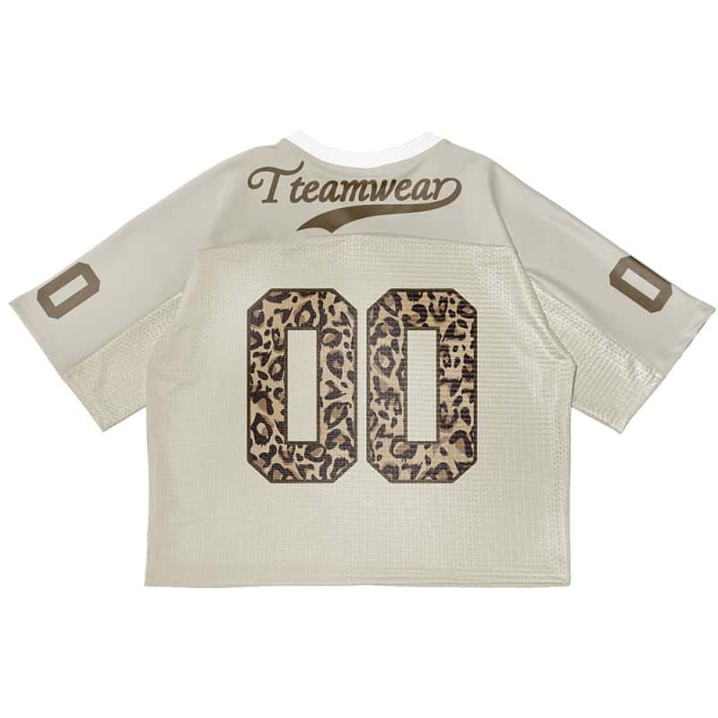 Custom Khaki Leopard Oversized Football Jersey Street Fashion T-shirt