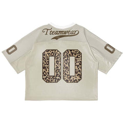 Custom Khaki Leopard Oversized Football Jersey Street Fashion T-shirt