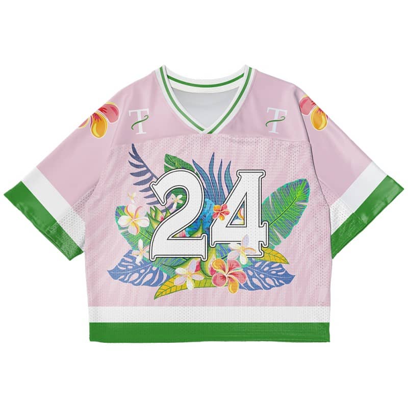 Custom Pink Floral Oversized Football Jersey Street Fashion T-shirt