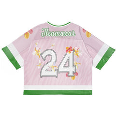 Custom Pink Floral Oversized Football Jersey Street Fashion T-shirt