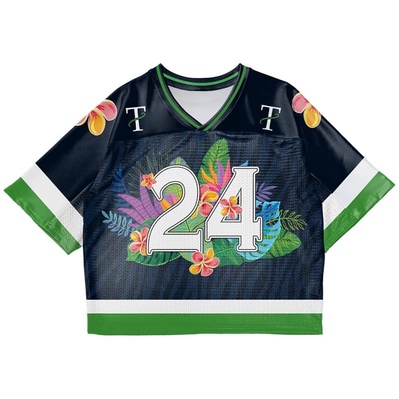 Custom Black Floral Oversized Football Jersey Street Fashion T-shirt