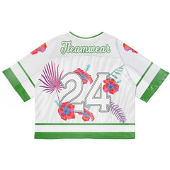 Custom White Floral Oversized Football Jersey Street Fashion T-shirt