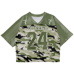 Custom Green Camo Oversized Football Jersey Street Fashion T-shirt