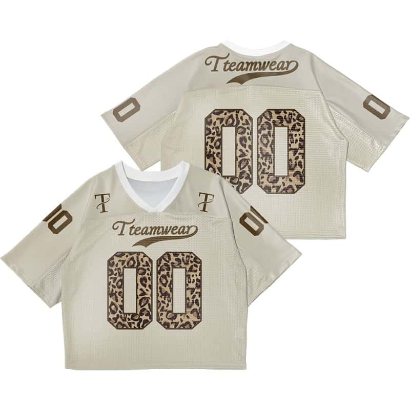 Custom Khaki Leopard Oversized Football Jersey Street Fashion T-shirt