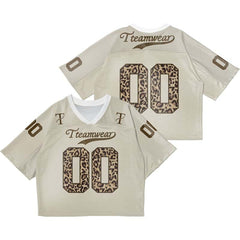 Custom Khaki Leopard Oversized Football Jersey Street Fashion T-shirt