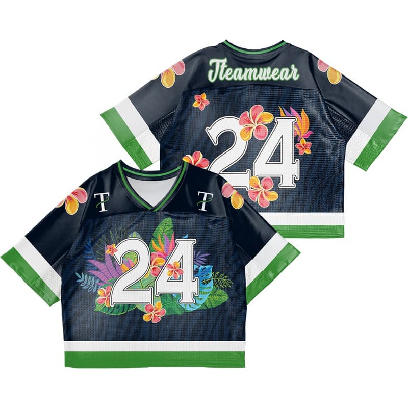 Custom Black Floral Oversized Football Jersey Street Fashion T-shirt