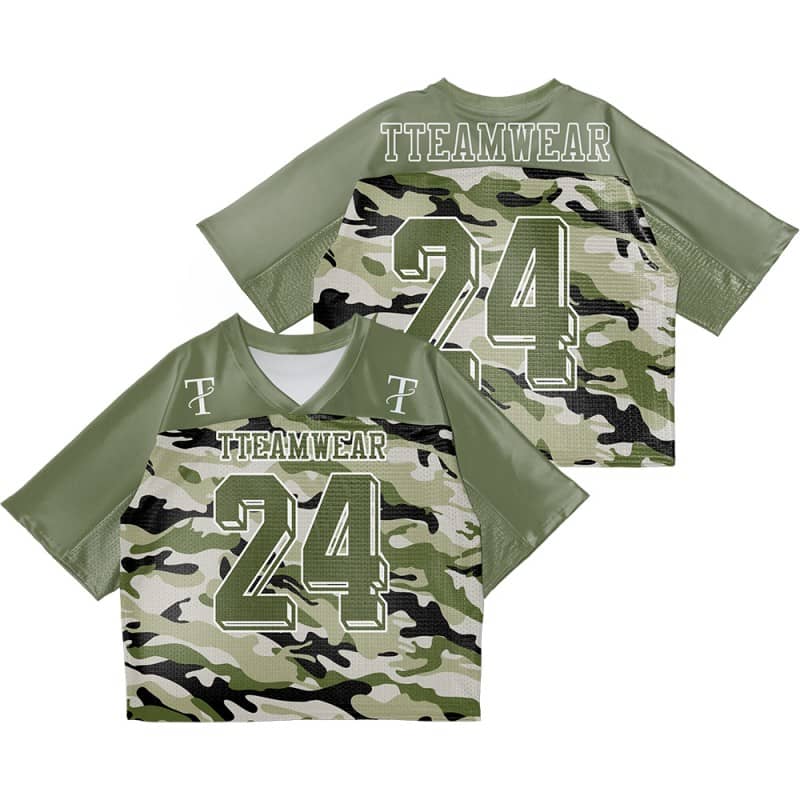 Custom Green Camo Oversized Football Jersey Street Fashion T-shirt