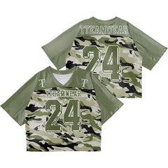 Custom Green Camo Oversized Football Jersey Street Fashion T-shirt