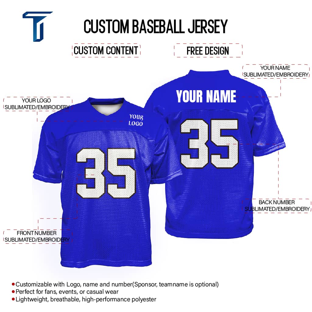 Custom Azure Oversized Football Jersey Street Fashion T-shirt