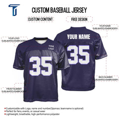 Custom Indigo Oversized Football Jersey Street Fashion T-shirt