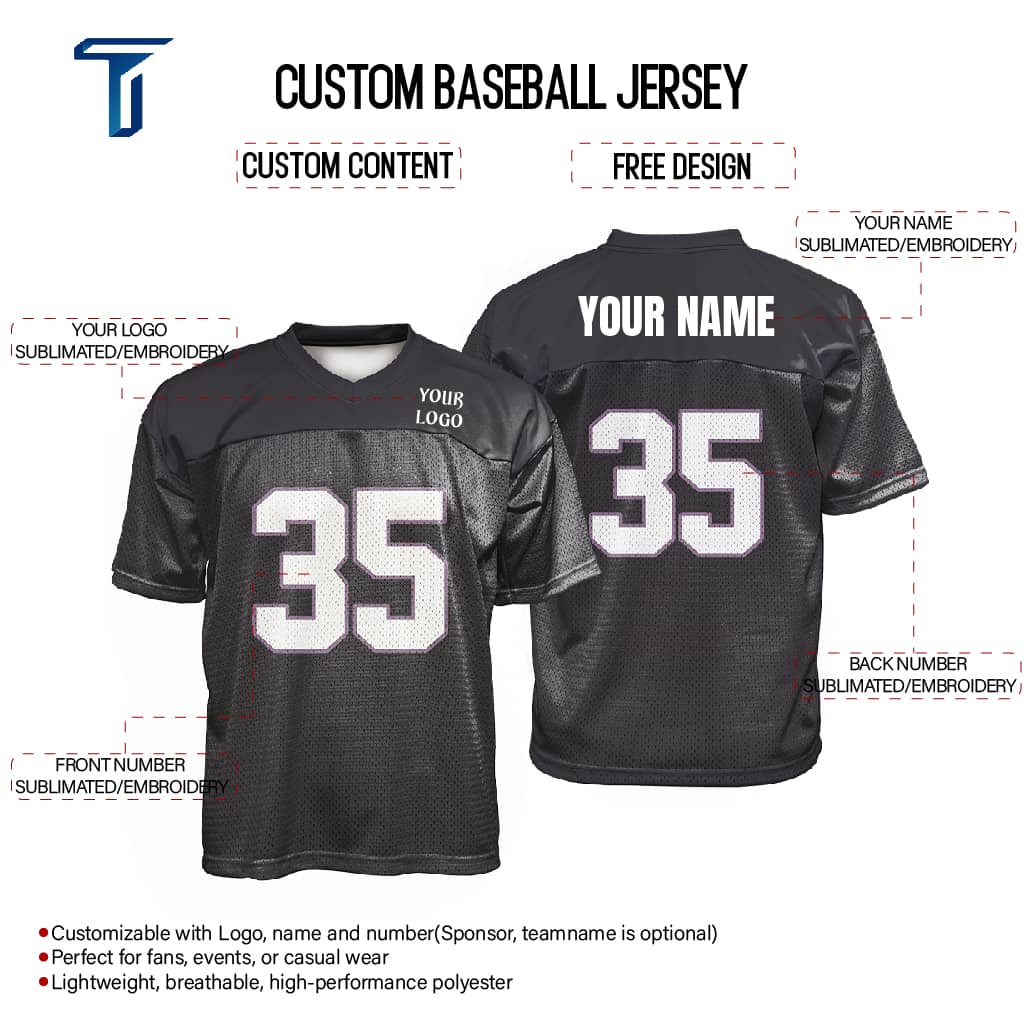 Custom Black Oversized Football Jersey Street Fashion T-shirt