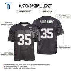 Custom Black Oversized Football Jersey Street Fashion T-shirt