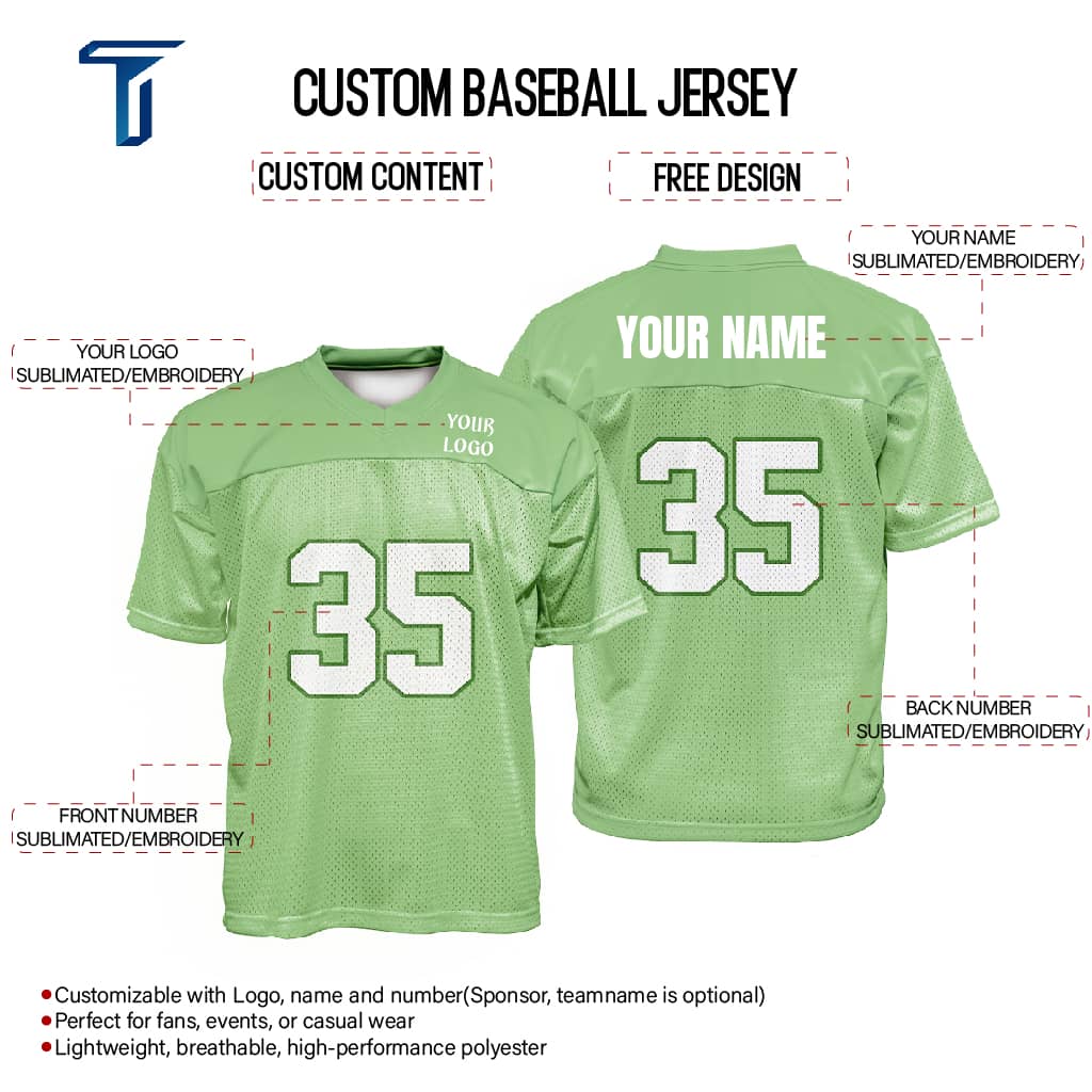Custom Celadon Oversized Football Jersey Street Fashion T-shirt