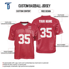 Custom Crimson Oversized Football Jersey Street Fashion T-shirt