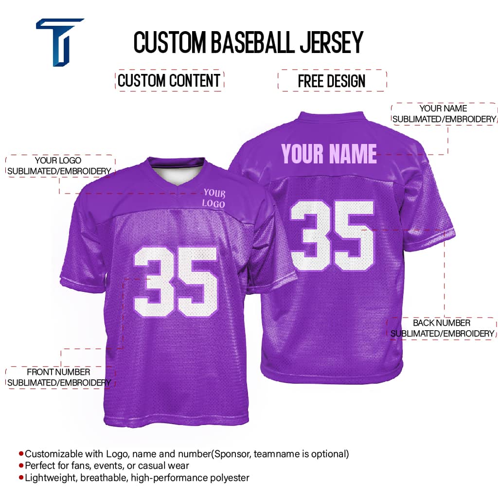 Custom Violet Oversized Football Jersey Street Fashion T-shirt