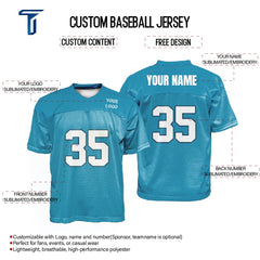 Custom Cerulean Oversized Football Jersey Street Fashion T-shirt