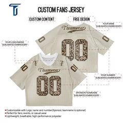 Custom Khaki Leopard Oversized Football Jersey Street Fashion T-shirt
